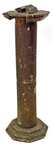 An early 19thC painted pine column, (AF), 110cm high, 36cm wide.