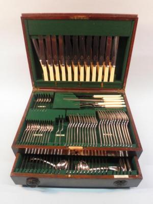 A silver plated Old English pattern cutlery service