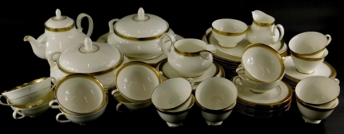 A Royal Doulton Clarendon pattern part dinner and tea service, to include teapot and cover, milk jug, pair of tureens and covers, etc.