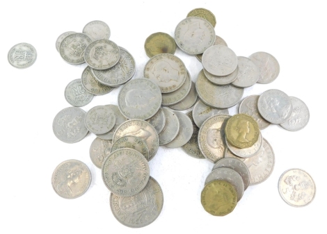 A quantity of mainly nickel silver half crowns etc.