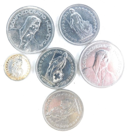 A quantity of foreign part silver coins, to include Swiss Francs.