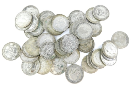 A quantity of early 20thC George V one shilling coins, 0.5% silver.