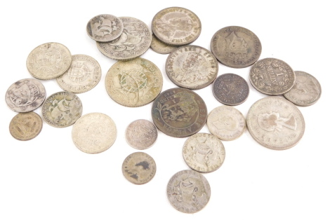 A collection of Portugal and South African silver coins, approximately 115g.