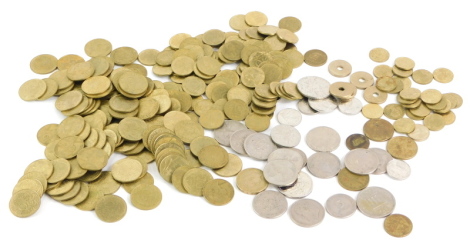 A quantity of foreign coins.