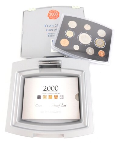 A Royal Mint 2000 proof collection Executive set of coins, in plastic outer case with certificates, etc. boxed (AF)