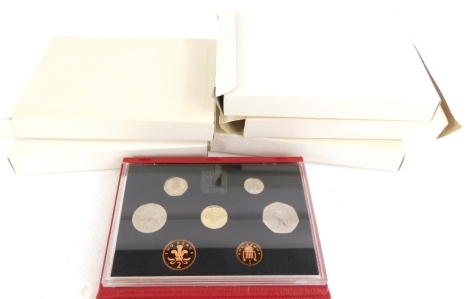 A collection of United Kingdom proof coin sets, for 1986, 1987, 1988, 1989, 1990.