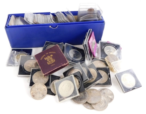 A quantity of general copper and nickel silver coins, commemorative crowns etc.