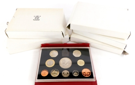 A run of six Royal Mint United Kingdom proof coin collection, for 1994 (2), 1995, 1996, 1997, 1998.