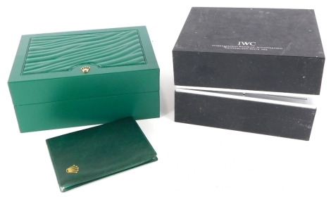 A gentleman's Rolex wristwatch box, and an IWC wristwatch box (2).