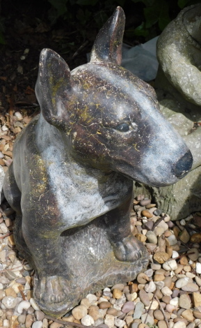 A painted garden statue of an English Bulldog, 49cm high.