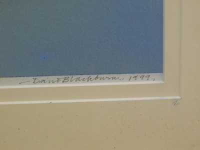 •David Blackburn (b.1944). Leaf Coast, pastel on paper signed and dated 1999, titled verso, 37cm x 42cm. Label verso, Hart Gallery, London, Hart South-West, Nottingham. - 7