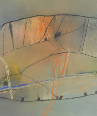 •David Blackburn (b.1944). Highland landscape with trees and road, pastel on paper, signed and dated 1990, titled verso, 41cm x 42cm. - 5