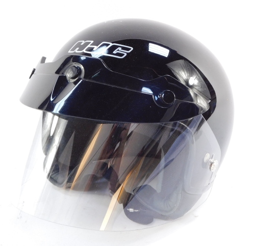 An HJC black motorcycle helmet Fl-22, with flip up visor, 65/8 / 6¾ inches.