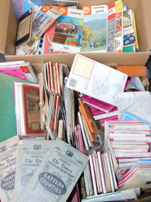 Vintage and later road maps, including four The Times Contour Road Maps, cased, Geographia Road Map of England and Wales., Ordnance Surveys Maps and Shell Touring Maps. (a quantity)