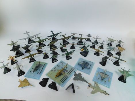 G E Fabbri models of WWII and later military aircraft, scale 1:100, with stands. (42)