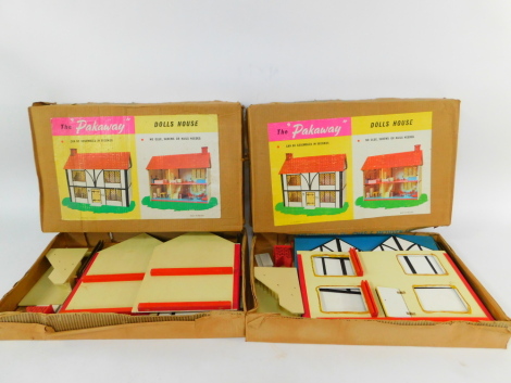 Two Pakaway doll's houses, 'Can Be Assembled In Seconds, No Glue, Screws or Nails Needed', DH2, both boxed.