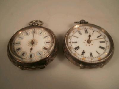 Two silver fob watches