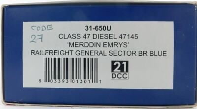 A Bachmann Branch Line OO gauge locomotive Class 47 Diesel 47145 'Merddin Emrys', Railfreight General Sector, BR blue, DCC, boxed. - 2