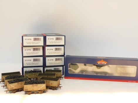 Eight Bachmann 16T Steel Mineral Wagons, BR grey (weathered), 37-377G, six boxed, together with a set of 16T Mineral Wagons, BR grey (weathered), produced exclusively for The Model Centre, 37-225V, boxed.