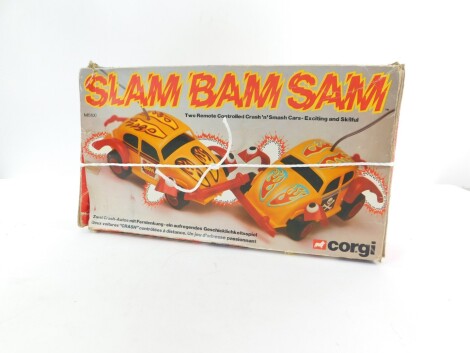 A Corgi Slam Bam Sam, with two remote controlled Crash 'n' Cars, R2106R, boxed.