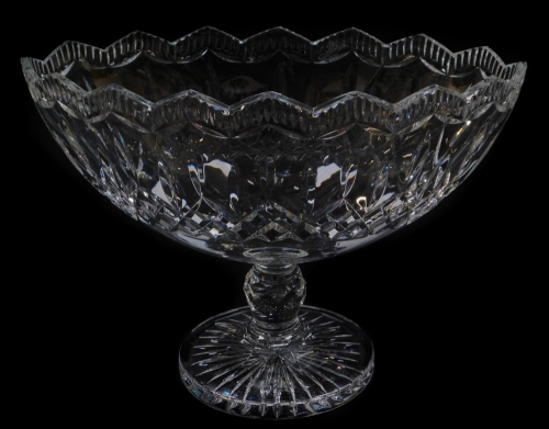 A Waterford crystal boat shaped table centrepiece, 27cm high.