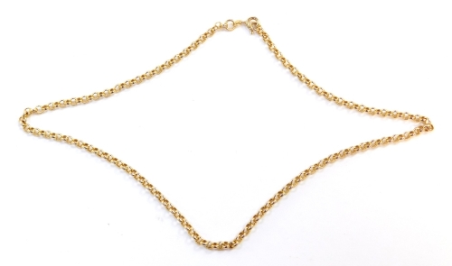 A curb link necklace, yellow metal, stamped 375, 44cm long, 8.1g.