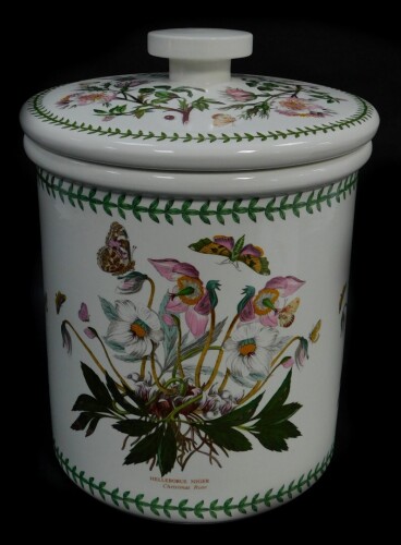 A Portmeirion pottery storage jar and cover decorated in the Botanic Garden pattern, 35cm high, 28cm diameter.