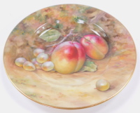 A Royal Worcester porcelain tea plate, circa 1924, painted with plums and grapes by W V Bagnall, signed, printed mark, 15.5cm diameter.