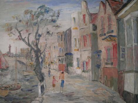 George Hann (1900-1979). Strand-on-the-Green. Oil on board