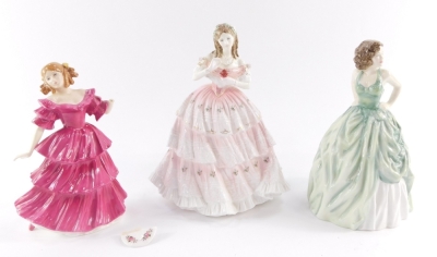 Three Royal Doulton figures, comprising Kelly HN4157, Red Red Rose, limited edition HN3994, and Jennifer, figure of the year 1994, HN3447 (AF). (3)