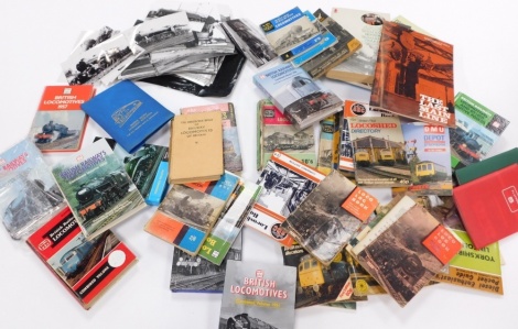 Various ephemera and photographs train and railway related, British Locomotive Combined Volume 1951, other ephemera, British Railway Locomotives 1958, black and white photographs of various locomotives, mainly taken early 2000's. (a large quantity)