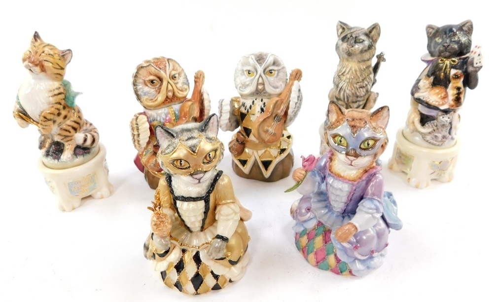 Three Bronte Famous Literary and Musical Cats figural candle snuffers, limited edition