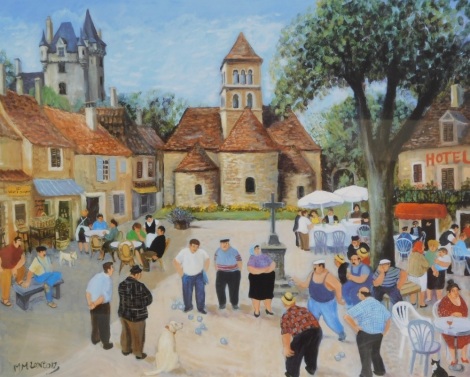 Margaret M Loxton (b 1938). The Tournament St Leon-Sur-Vezere, artist signed limited edition print, 42/500, signed, titled and numbered to the mount, 34cm x 41cm.