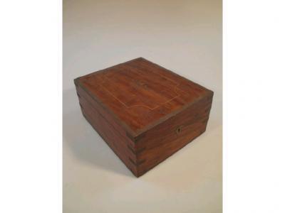 A Victorian mahogany workbox having a lift top with easel framed mirror