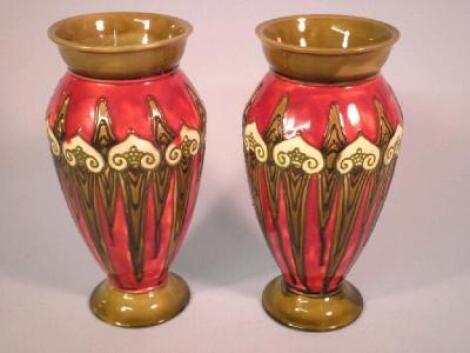 A pair of 19thC Minton Secessionist vases