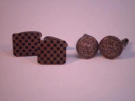 Two pairs of silver cuff links c.1970's