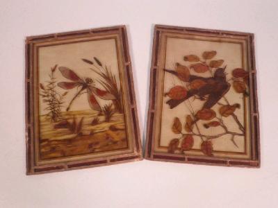 A pair of Victorian rectangular stained glass panels