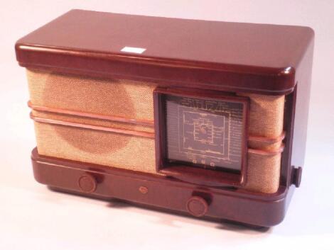 A Mullard Art Deco style bakelite radio