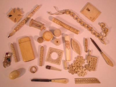 Various 19thC ivory and bone fittings