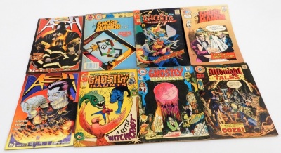 A group of collectors comics, to include Charlton Comics, Ghost Tales, Scary Tales, Ghost Haunts, Ghost Manors, etc., Calibre Comics and Calibre Press, Eagle Comics, Dark Horse Comics, Image and Jan comics, of varying titles such as Ash, Judge Dreed, Robo - 3