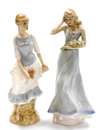 Two Royal Doulton Reflections figures, to include Wind Flower HN3077, 32cm high, and Rose Arbour HN3145, 30cm high (2).