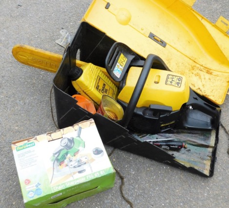 A Mcculloch promac 46 chainsaw, together with spares, oil and a chain sharpener. (2)