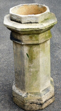 A Victorian stone chimney pot, on octagonal base, 80cm high.