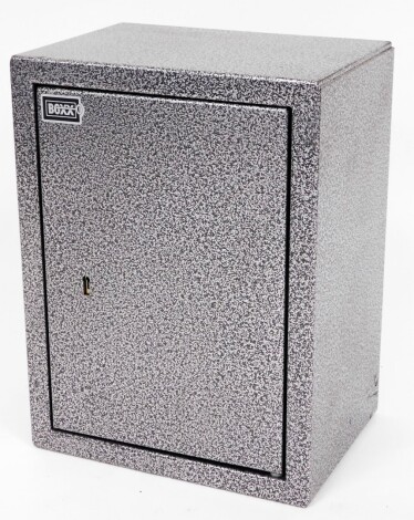 A Boxx tabletop safe, with two sets of keys, 40cm high, 30cm wide, 22cm deep.