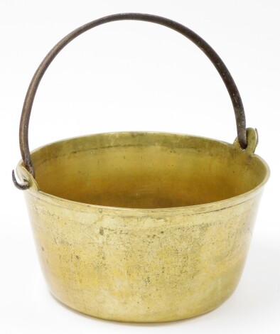 A Victorian brass jam pan, 29cm diameter.