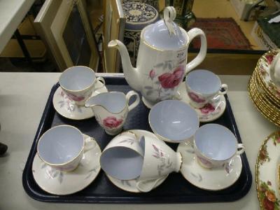 A Royal Albert Charmaine pattern part coffee service including coffee pot