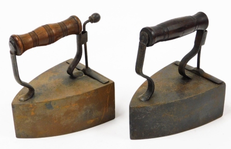 Two vintage flat irons.