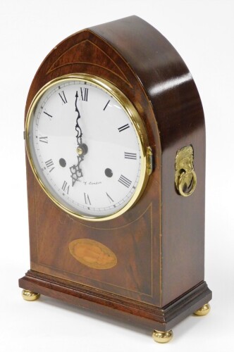 A Comitti of London Sheraton style lancet mantel clock, in a