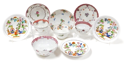 A group of Newhall and other porcelain, to include a Newhall slop bowl pattern number 481 circa 1790, two Newhall finger bowls, a Newhall tea bowl with saucers pattern number U61 circa 1790and three Hilditch & Sons of Lane End famille rose pattern trinket