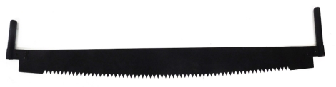 A wooden handled cross saw, 130cm wide.